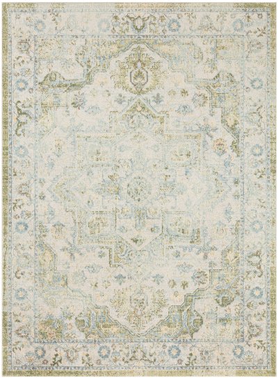 Nourison Home Nourison Astra Machine Washable ASW12 7'10" x Round Blue Green Vintage Indoor Rug - 4' x 6'