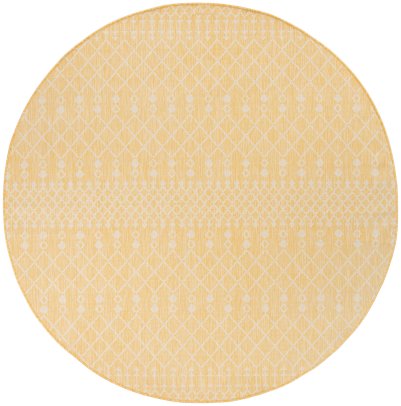 Nourison Home Nourison Positano POS02 7' x 10' Yellow Modern Rug - 8' Round