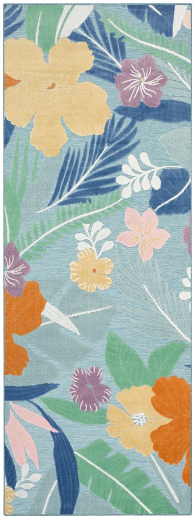 Nourison Home Nourison Suncoast SNC01 5'3" x 7'3" Blue Multicolor Tropical Rug - 2' x 6'