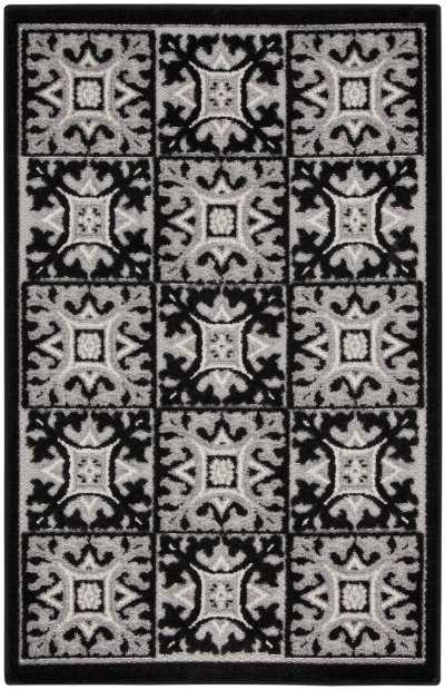 Nourison Home Nourison Aloha ALH34 9' x 12' Black White Contemporary Rug - 2'8" x 4'