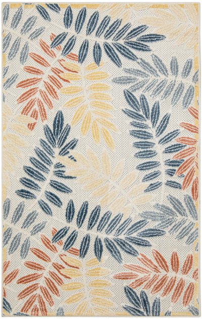 Nourison Home Nourison Aloha ALH18 3'6" x 5'6" Ivory Blue Modern Rug - 2'8" x 4'