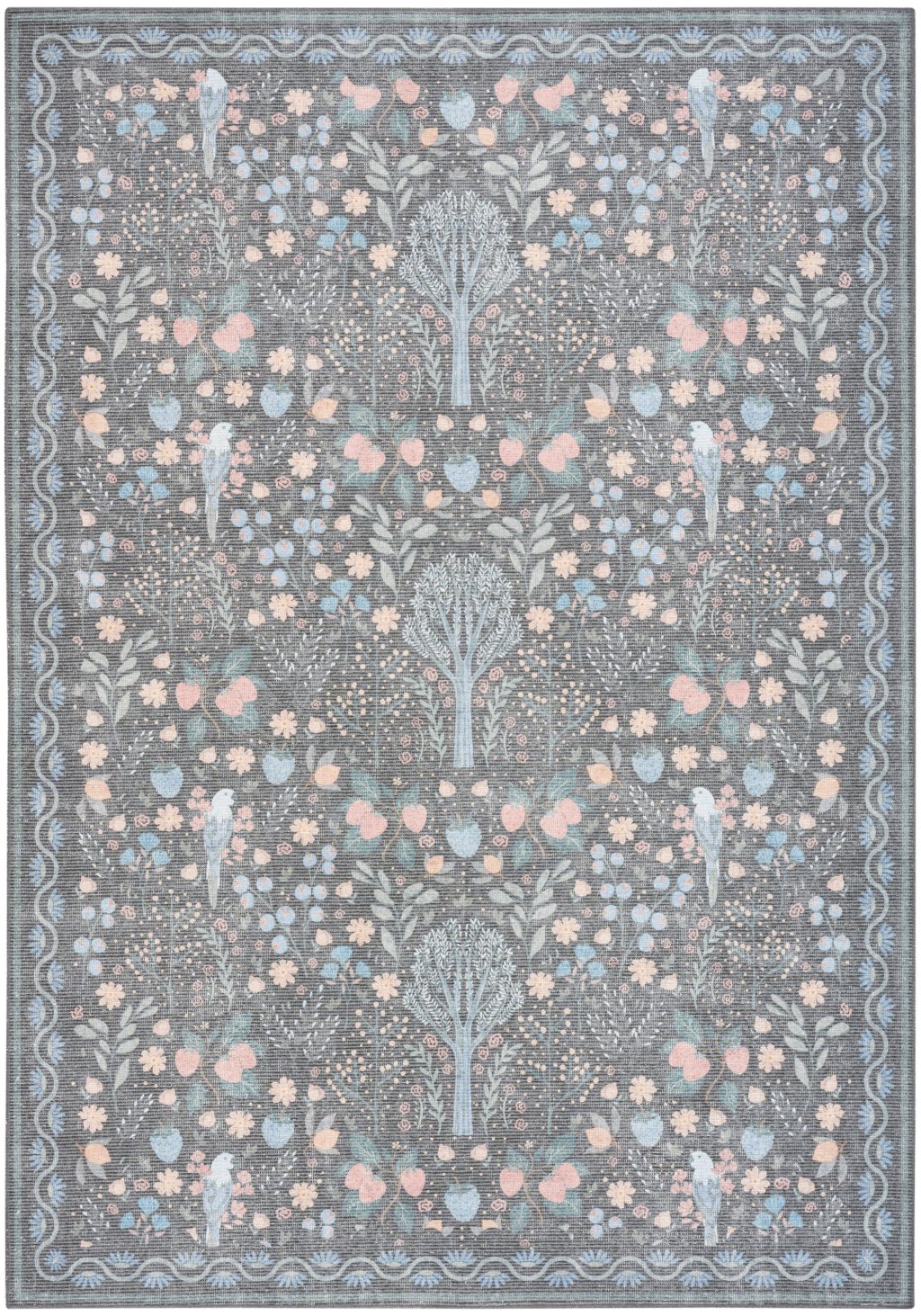 Nourison Home Nourison Botanical Washables BOT04 5' x 7' Charcoal Multicolor Modern Indoor Rug