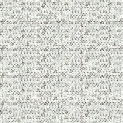 Marble Systems Concho Matte Hexagon Recycled Glass Mosaic 12 13/16x20 1/4 - Concho - 12 13/16" x 20 1/4" x 1/4"