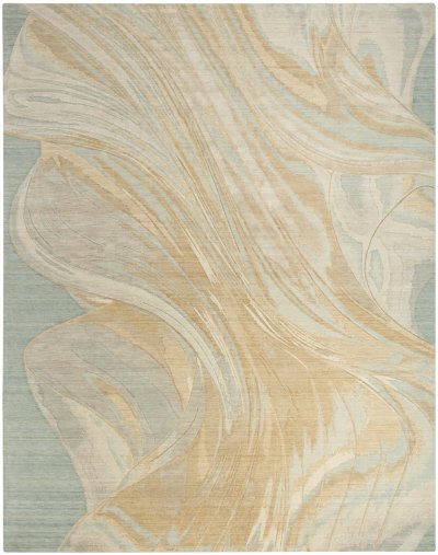 Nourison Home Nourison Brushlight BRL05 5'3" x 7'3" Blue Ivory Modern Indoor Rug - 9' x 12'