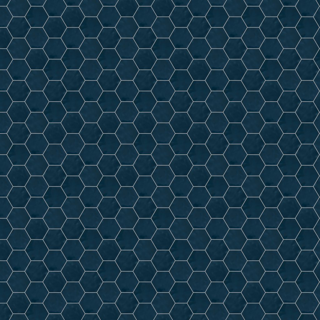 American Olean Playscapes - Midnight Blue, Hexagon, 4, Undulated, Glossy (PS76) - Midnight Blue
