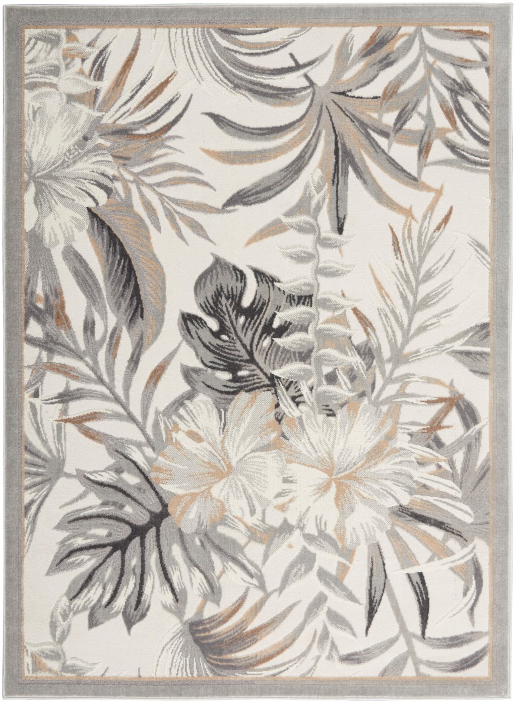 Nourison Home Nourison Seaside SDS02 5'3" x 7'3" Ivory Grey Tropical Indoor Rug