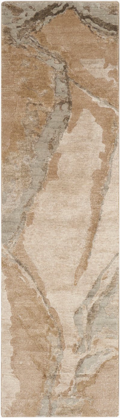 Nourison Home Nourison Silk Shadows SHA24 3'9" x 5'9" Beige Silver Modern Indoor Rug - 2'3" x 8'