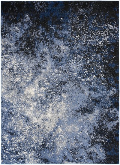 Nourison Home Nourison Passion PSN10 4' x Round Light Blue Black Modern Indoor Rug - 5'3" x 7'3"