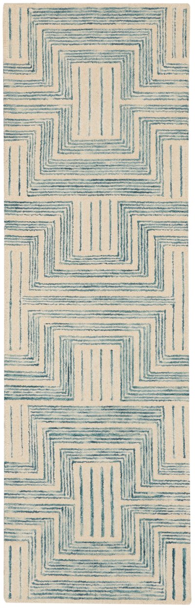 Nourison Home Nourison Interlock ITL06 5' x 7'6" Ivory/Turquoise Modern Indoor Rug - 2'3" x 7'6"