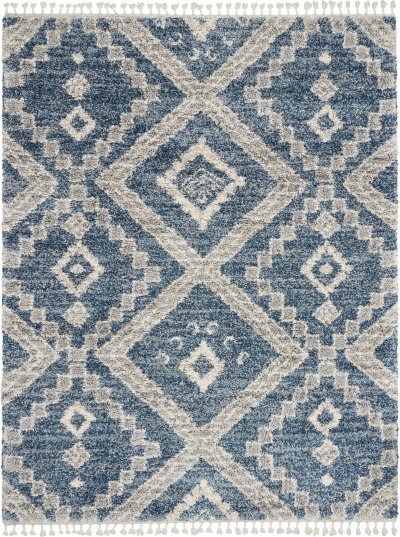 Nourison Home Nourison Oslo Shag OSL02 5'3" x 7'9" Denim Blue Shag Indoor Rug - 7'10" x 10'6"