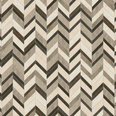 Marble Systems Bosphorus, Heartmere, Britannia Honed Chevron Fusion Waterjet Limestone Mosaic 16x11 7/8 - Bosphorus, Heartmere, Britannia - 16" x 11 7/8" x 3/8"