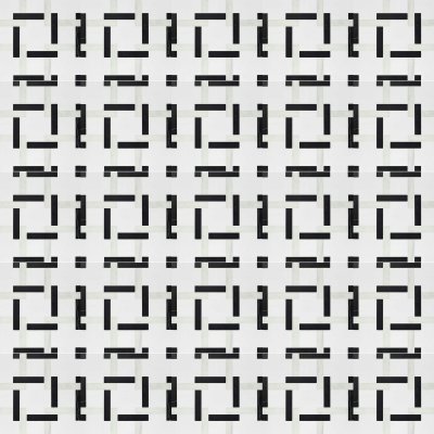 Marble Systems Snow White, Black, Glacier Honed Parker Marble Mosaic 12x12 - Snow White, Black, Glacier - 12" x 12" x 3/8"