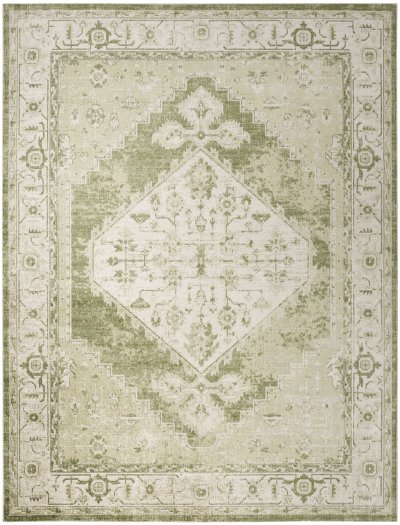Nourison Home Nourison Astra Machine Washable ASW11 9' x 12' Ivory Green Vintage Indoor Rug - 6'7" x 9'