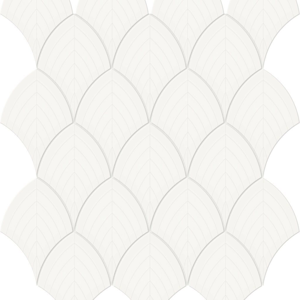 Qualis Ceramica Traditions White Scallop Glossy Mosaic Mosaic - White