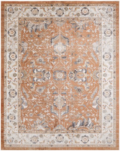 Nourison Home Nourison Astra Machine Washable ASW20 5'3" x 7' Rust Ivory Vintage Indoor Rug - 9' x 12'