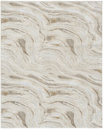 Nourison Home Nourison Glitz GLZ22 2'3" x 7'6" Grey Gold Modern Indoor Rug - 7'10" x 9'10"
