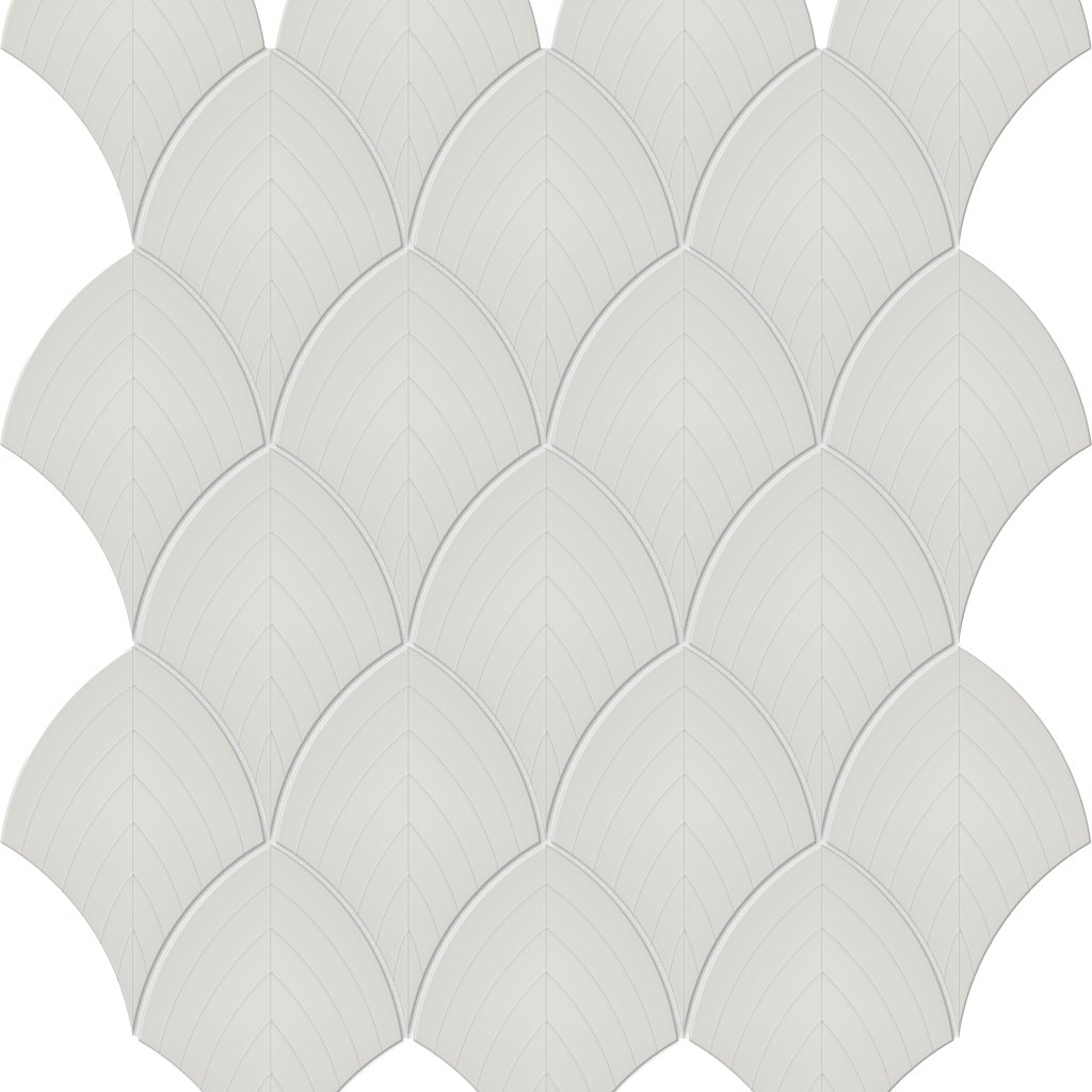 Qualis Ceramica Traditions Warm Grey Scallop Glossy Mosaic - Warm Grey