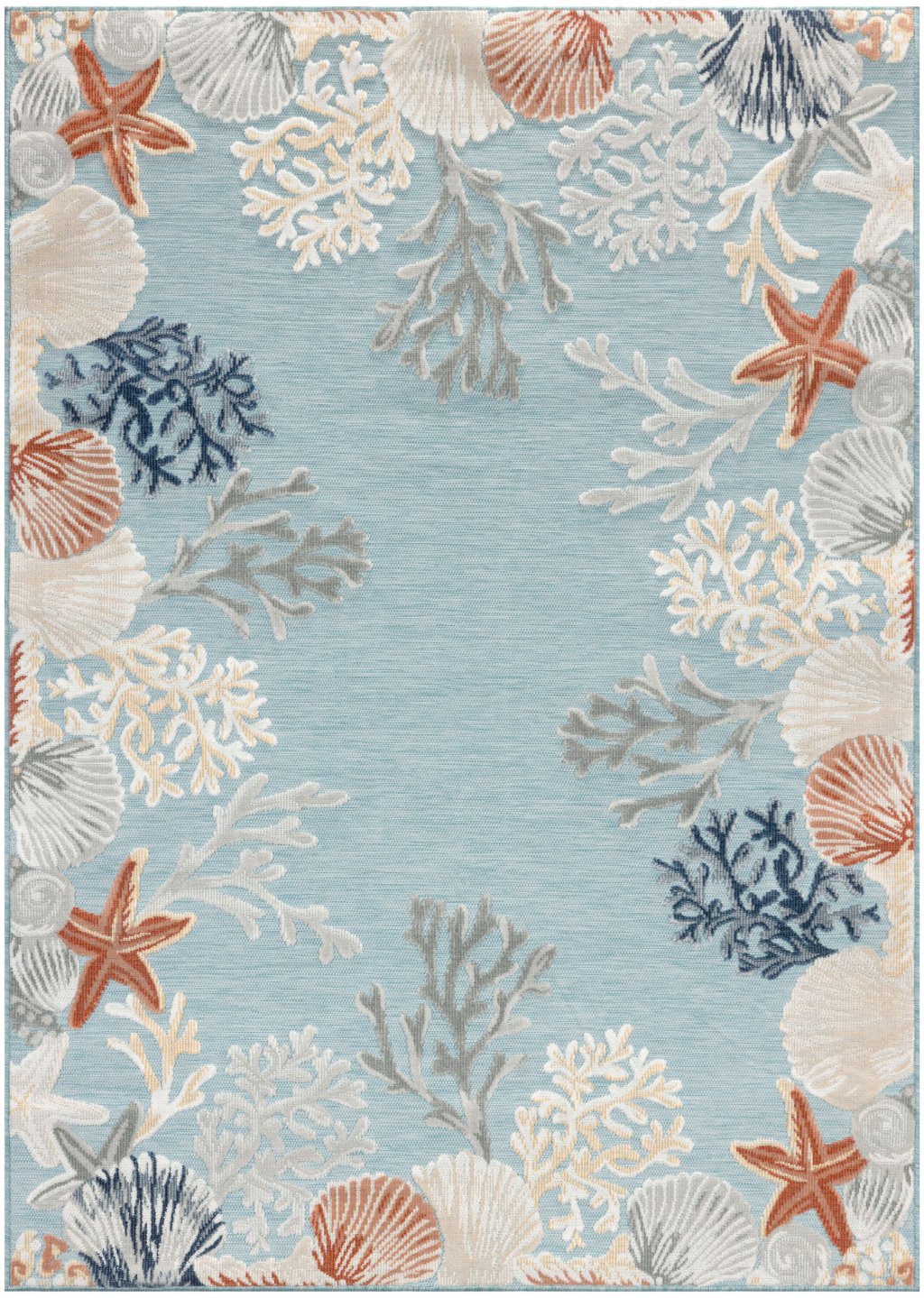 Nourison Home Nourison Suncoast SNC04 4' x 6' Teal Multicolor Coastal, Nautical & Beach Rug