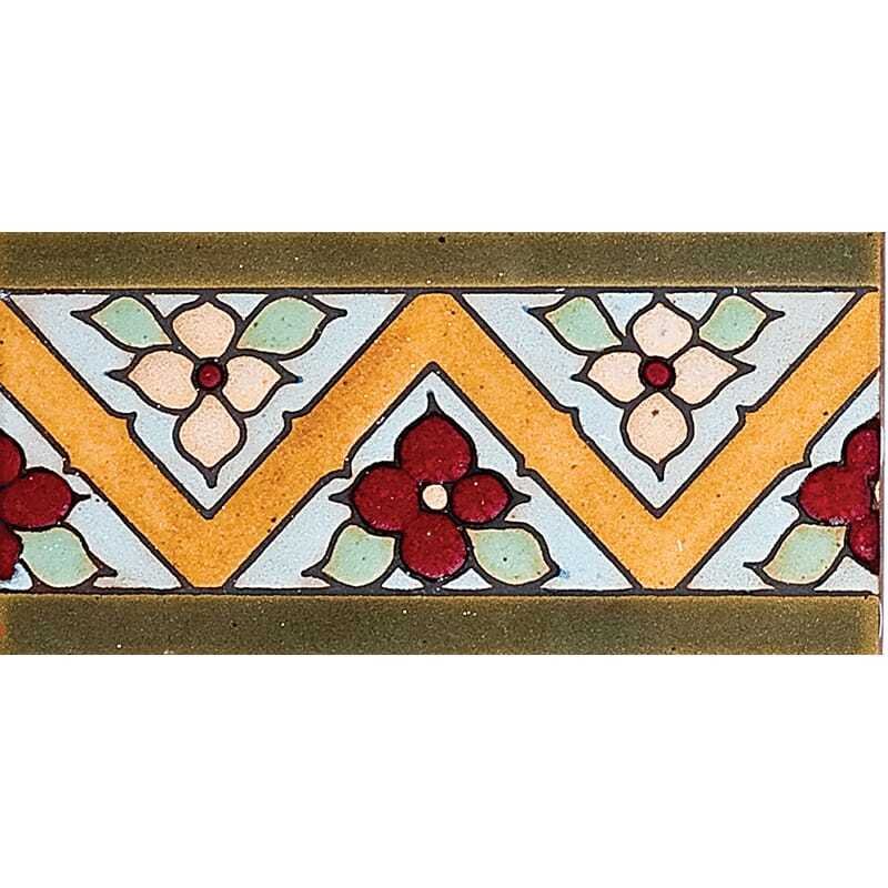 Marble Systems 136 A Glazed Flower Ceramic Border Tiles 3x6 - 136 A