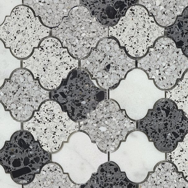 Qualis Ceramica Riviera Tileworks Chelsea Lantern Terrazzo Marble White Grey Black Mix Mosaic
