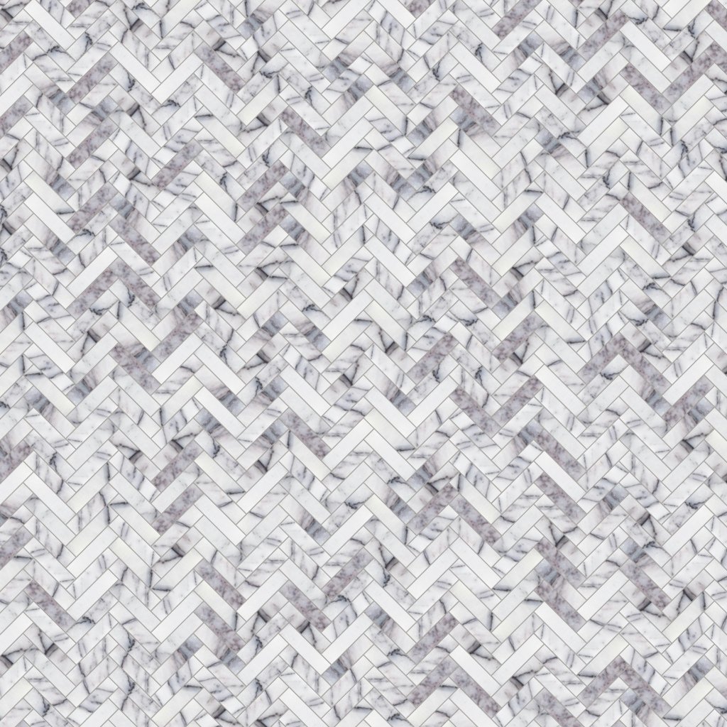 Marble Systems Lilac Honed Herringbone 5/8x3 Marble Mosaic 10 7/16x12 13/16 - Lilac
