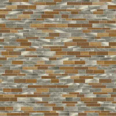 Qualis Ceramica Riviera Tileworks Chelsea Wood / Silver Aluminum Baguette Interlocking Mosaic - 12"x 12"