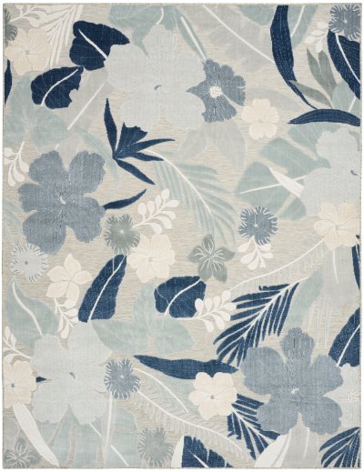 Nourison Home Nourison Suncoast SNC01 4' x 6' Grey Navy Tropical Rug - 9' x 12'