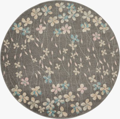Nourison Home Nourison Tranquil TRA04 8'10" x 11'10" Grey Beige Contemporary Indoor Rug - 5'3" Round