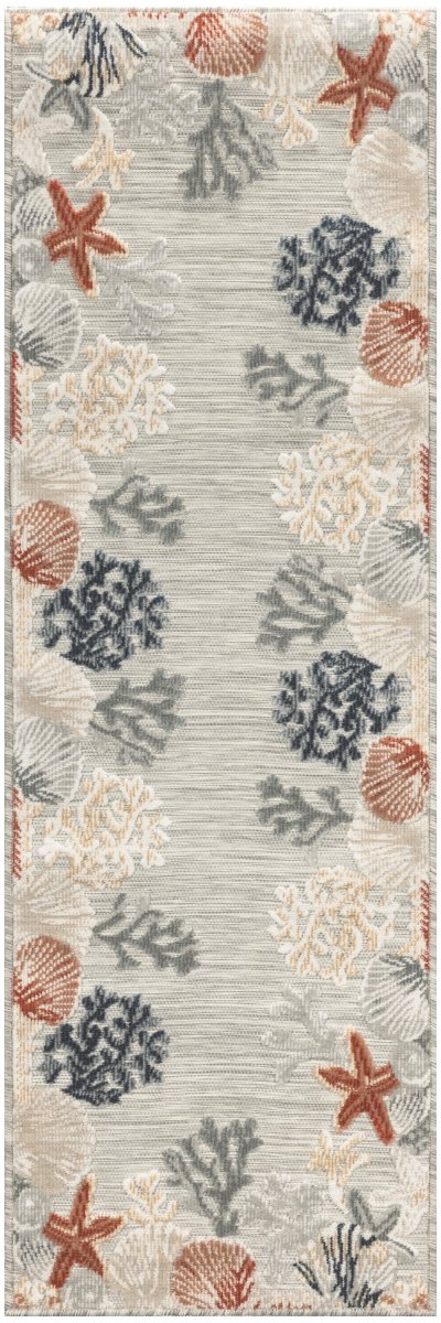 Nourison Home Nourison Suncoast SNC04 2' x 6' Grey Multicolor Coastal, Nautical & Beach Rug - 2' x 6'