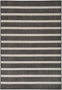 Nourison Positano POS03 4' x 6' Black Ivory Modern Rug -