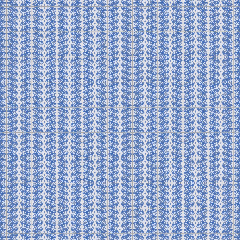 Marble Systems Snow White, Blue Glossy Cecil Stripe Ceramic Tile 6x6 - Snow White, Blue
