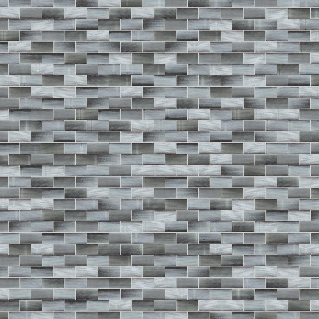 Qualis Ceramica Riviera Tileworks Chelsea 2"x4" Linear Dark Grey Glass Brick Pattern Mosaic