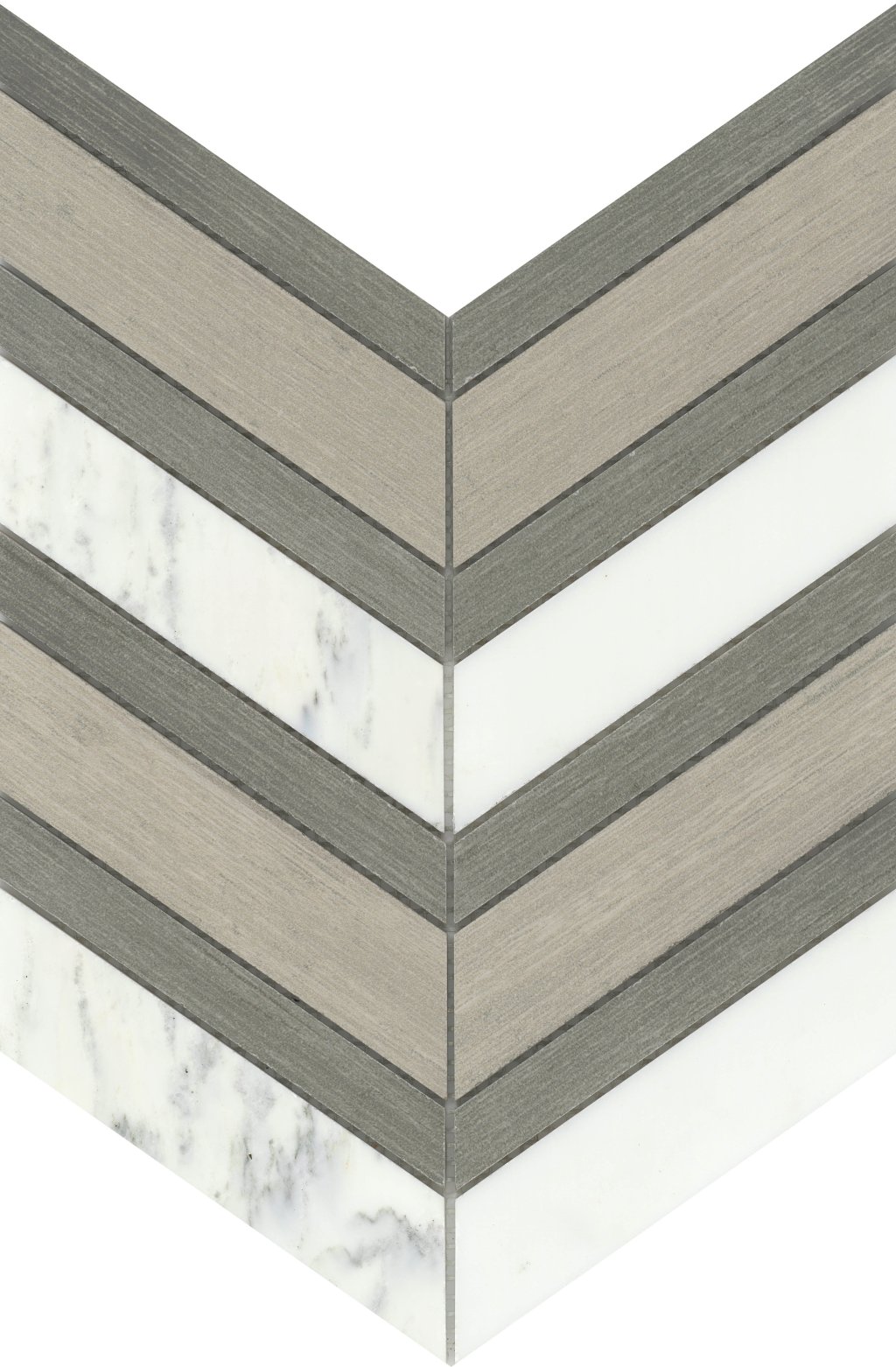 Emser Tile INTRIGUE CHEVRON MOSAIC -MAR - Gray/Fawn