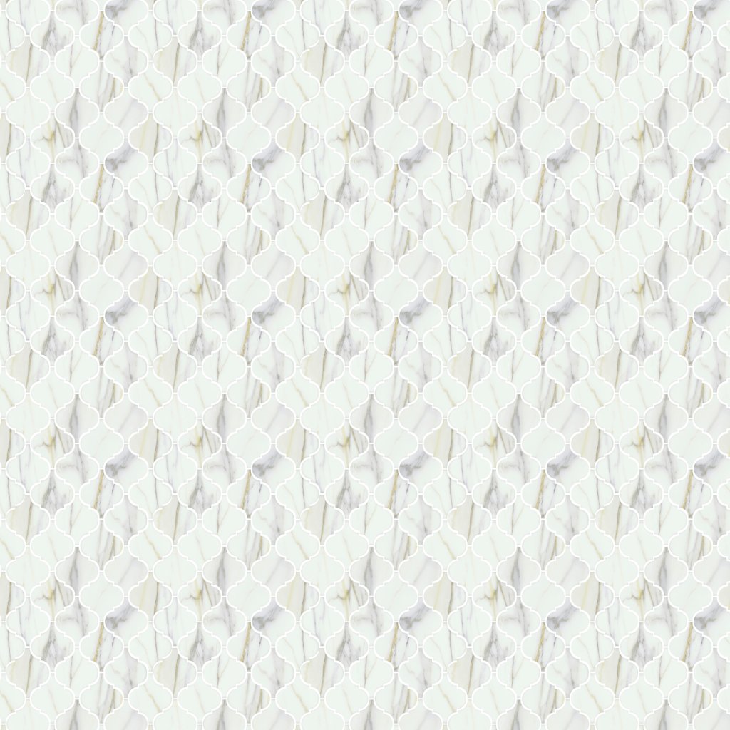American Olean Mythique Marble - Calacatta Venecia Matte, Arabesque, 3X3, Matte (MY15) - Calacatta Venecia Matte
