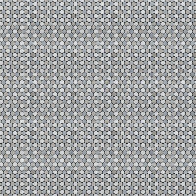 Marble Systems Snow White, Silver Shadow, Allure Light Multi Finish Penny Round 6 Marble Mosaic 10 1/16x11 13/16 - Snow White, Silver Shadow, Allure Light - 10 1/16" x 11 13/16" x 3/8"