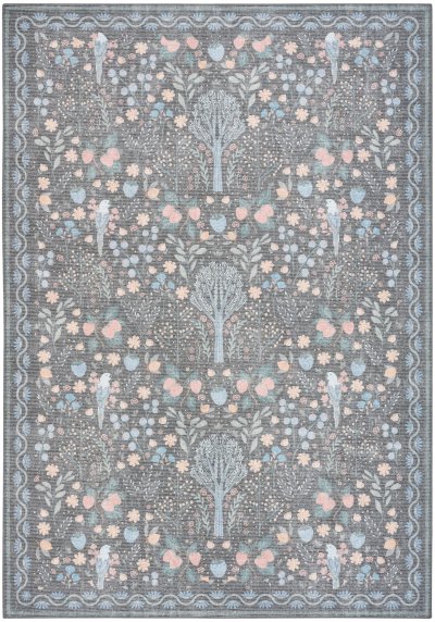 Nourison Home Nourison Botanical Washables BOT04 5' x 7' Charcoal Multicolor Modern Indoor Rug - 5' x 7'