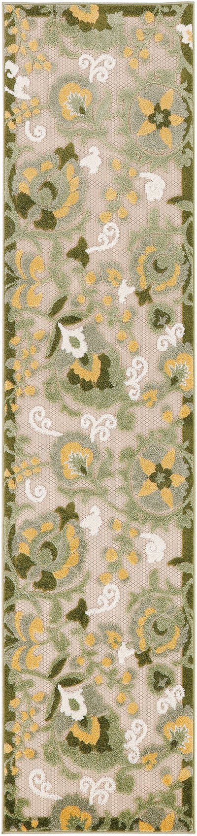 Nourison Home Nourison Aloha ALH17 7'10" x Round Ivory Green Outdoor Rug - 2' x 6'
