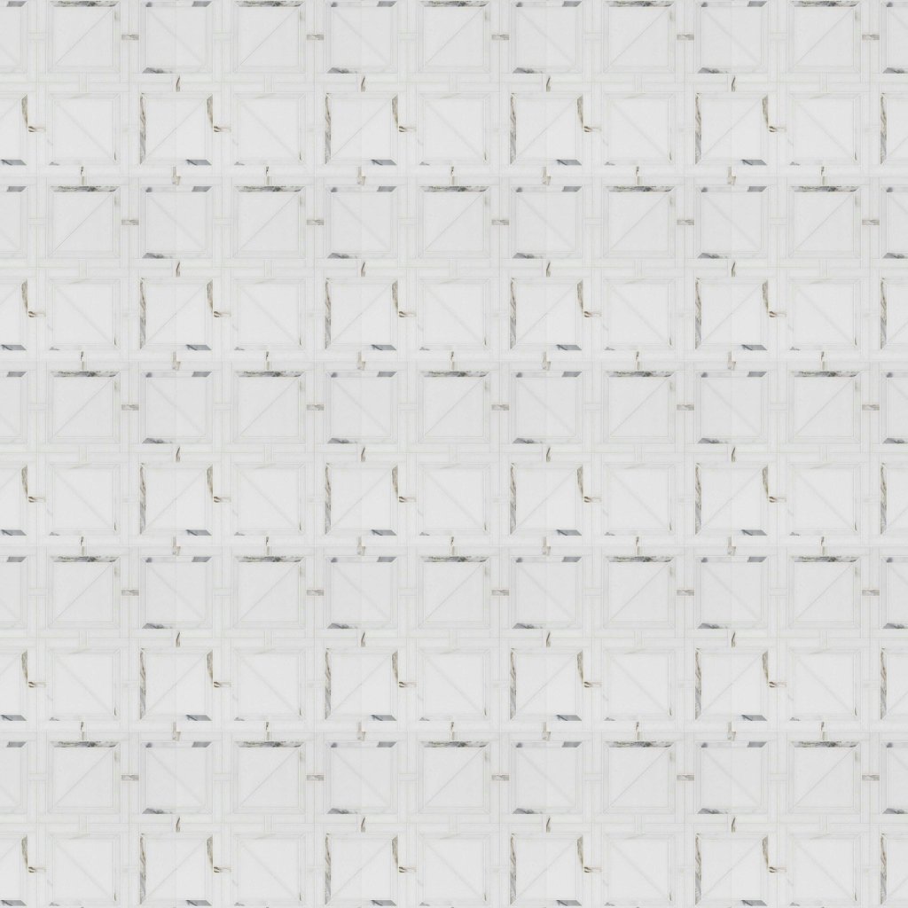 Marble Systems Thassos White, Calacatta Gold Honed Magra Lattice Marble Mosaic 11 11/16x11 11/16 - Thassos White, Calacatta Gold