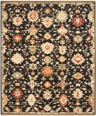 Nourison Home Nourison Antique Bloom ANB01 5'6" x 8'6" Black Vintage Indoor Rug - 9' x 12'