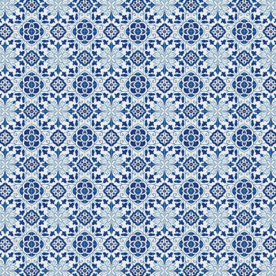 Marble Systems 198 Camelias, Blue Glazed Ceramic Tile 5 1/2x5 1/2 - 198 Camelias, Blue - 5 1/2" x 5 1/2" x 1/4"