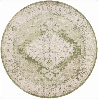Nourison Home Nourison Astra Machine Washable ASW11 9' x 12' Ivory Green Vintage Indoor Rug - 8' Round