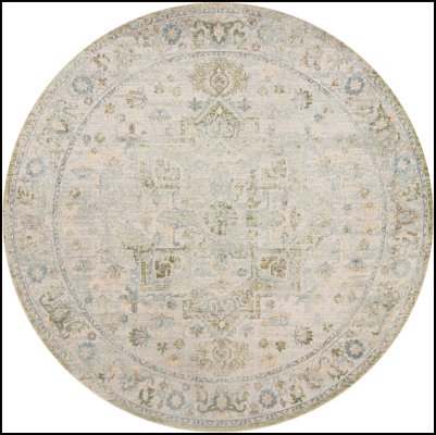 Nourison Home Nourison Astra Machine Washable ASW12 7'10" x Round Blue Green Vintage Indoor Rug - 8' Round