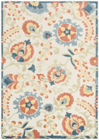 Nourison Home Nourison Aloha ALH17 3'6" x 5'6" Grey Multicolor Farmhouse Rug - 3'6" x 5'6"