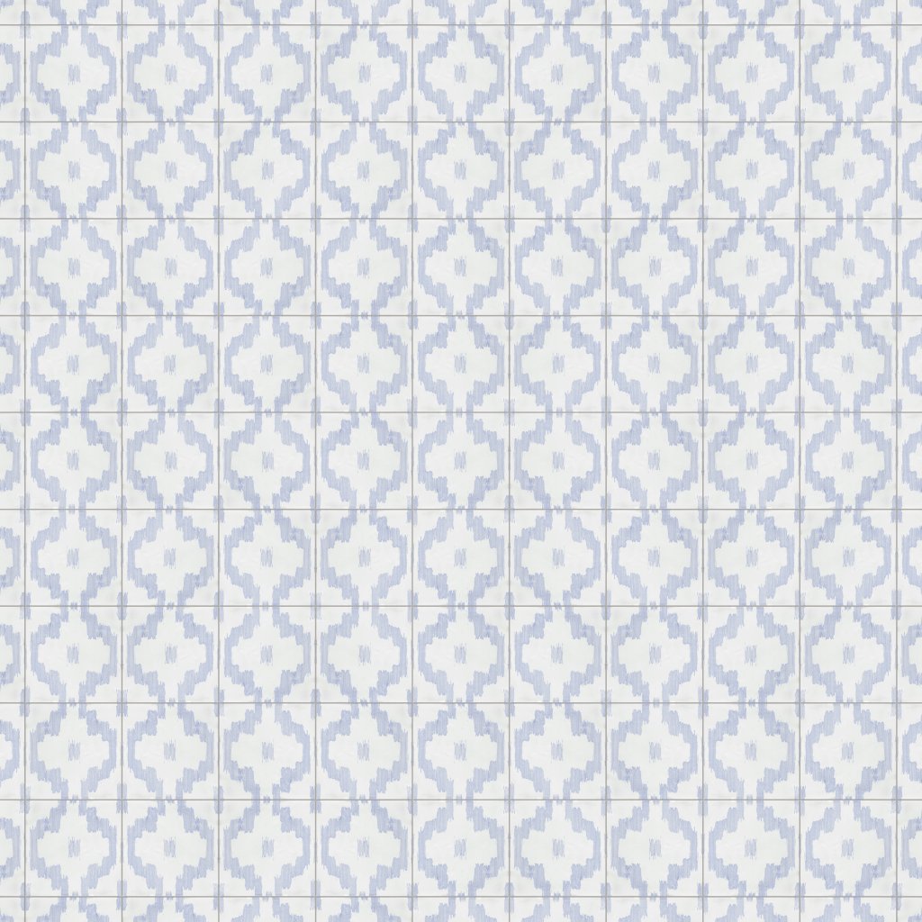 Marble Systems Indigo Wash Ikat Glossy Glazed Terracotta Tile 6x6 - Indigo Wash Ikat