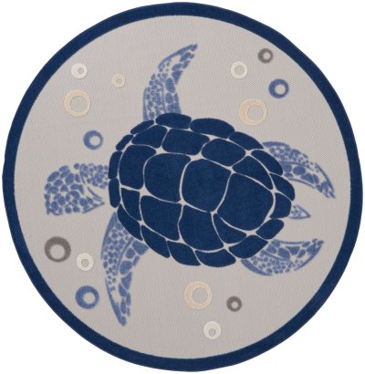 Nourison Home Nourison Aloha ALH27 5'3" x 7'5" Navy Blue Coastal, Nautical & Beach Rug - 5'3" Round