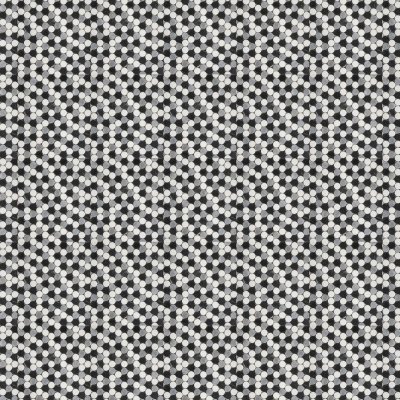 Marble Systems Black, Snow White, Allure Honed Penny Round Marble Mosaic 12x12 - Black, Snow White, Allure - 12" x 12" x 3/8"