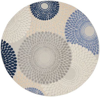 Nourison Home Nourison Aloha ALH29 7'10" x 10'6" Blue Grey Modern Rug - 7’10” Round