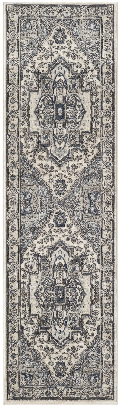Nourison Home Nourison Concerto CNC18 2'2" x 7'6 Ivory Navy Vintage Indoor Rug - 2'2" x 7'6