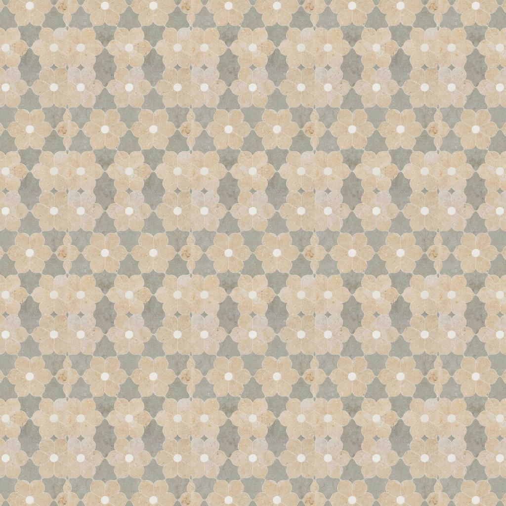 Marble Systems Champagne, Seashell, Olive Green Multi Finish Theodora Limestone Mosaic 12 1/8x14 - Champagne, Seashell, Olive Green