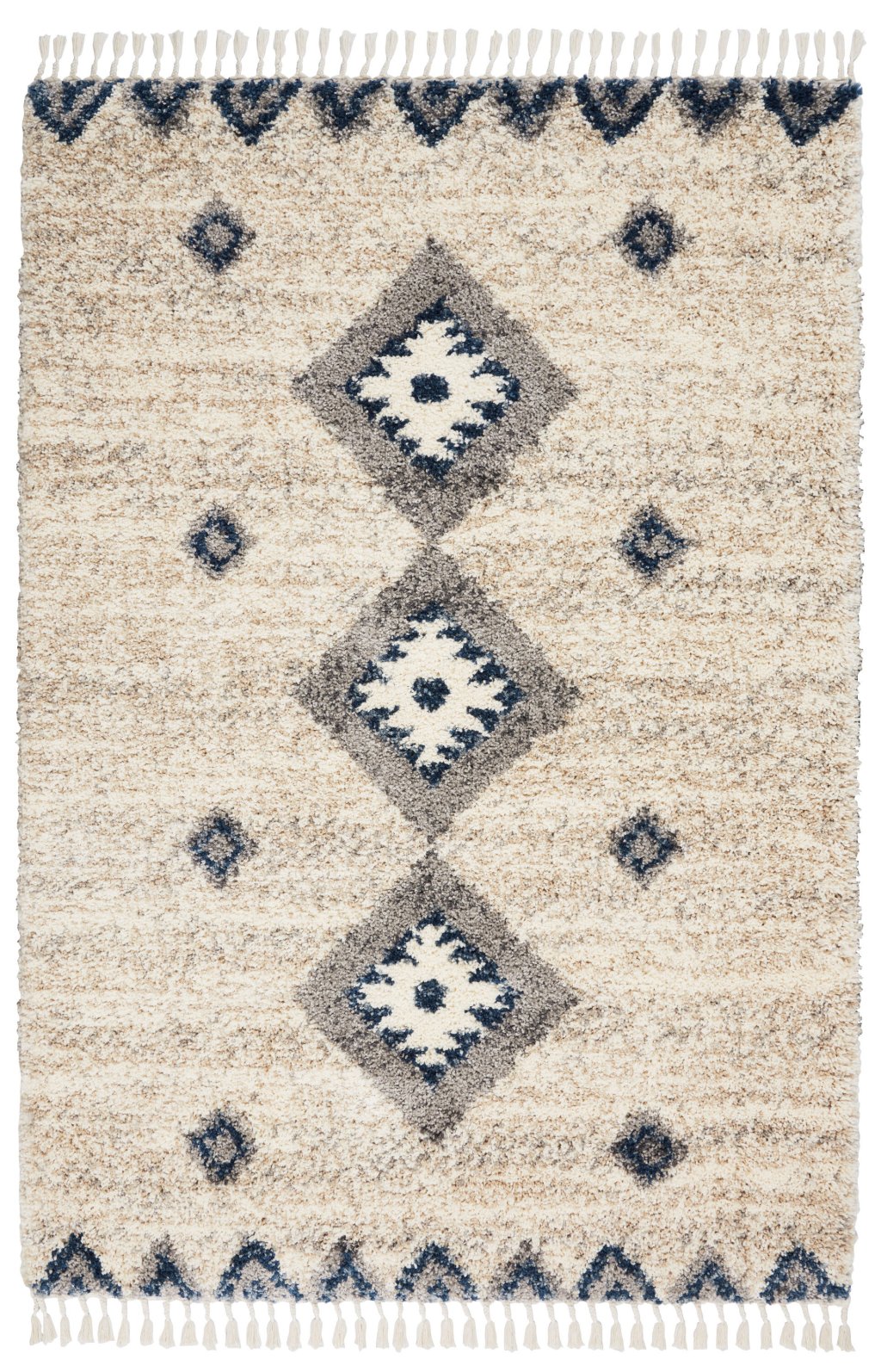 Nourison Home Nourison Oslo Shag OSL03 4' x 6' Ivory/Blue Shag Indoor Rug